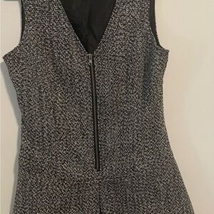 VENUS Elegant Black and White Tweed Dress